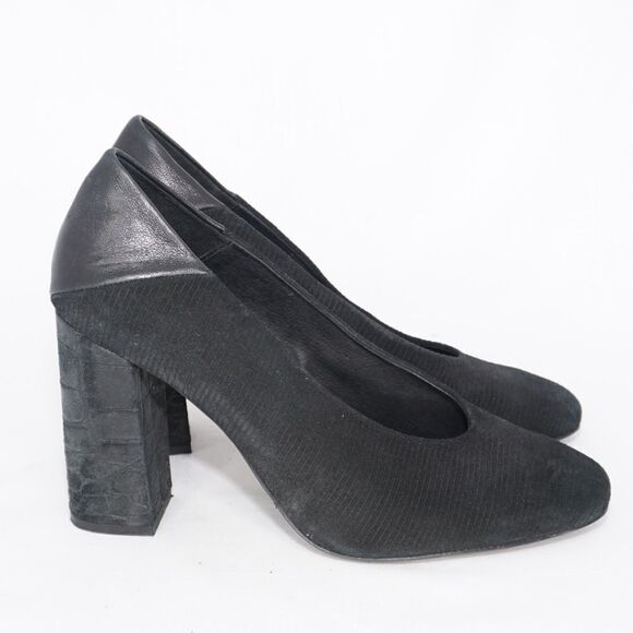 Free People Black Chunky Block Heels, Size 40 - Picture 1 of 8